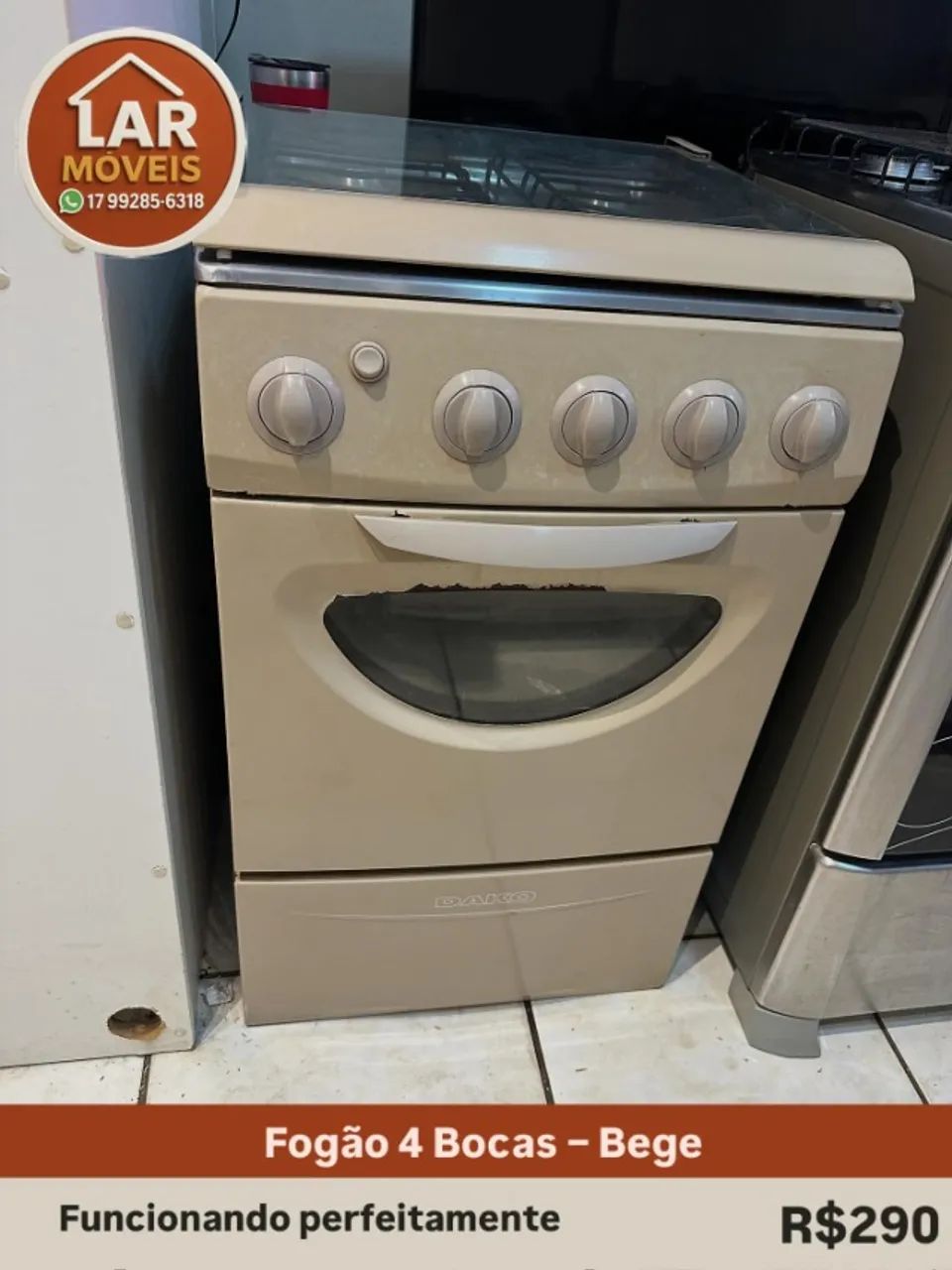 Fogão 4 Bocas - Bege | Funcionando perfeitamente | Acendimento automático