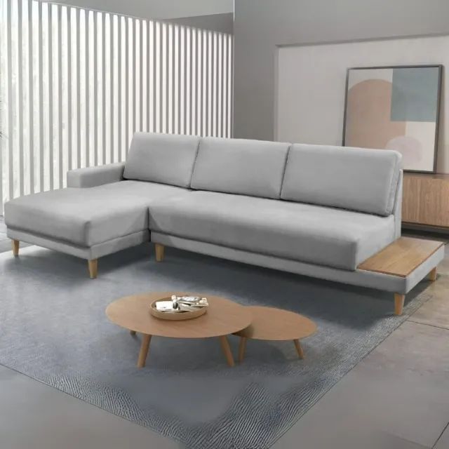 Novidade em estoque!! Sofá com Chaise Ref.825 2,90 m Chenile Linho Cinza Firenze - Foto 5
