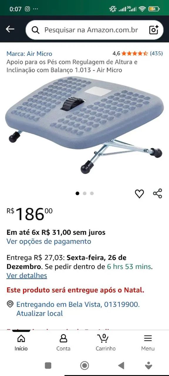 Apoio para os Pés com Regulagem de Altura e Inclinação com Balanço 1.013 - Air Micro