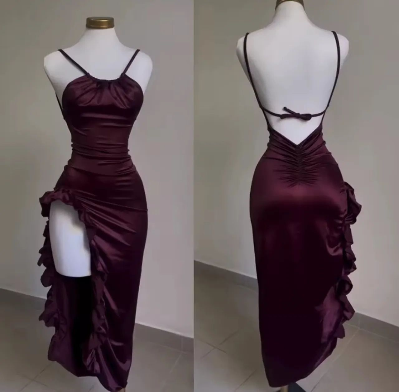 Vestido Festa Longo com Detalhes em Babados