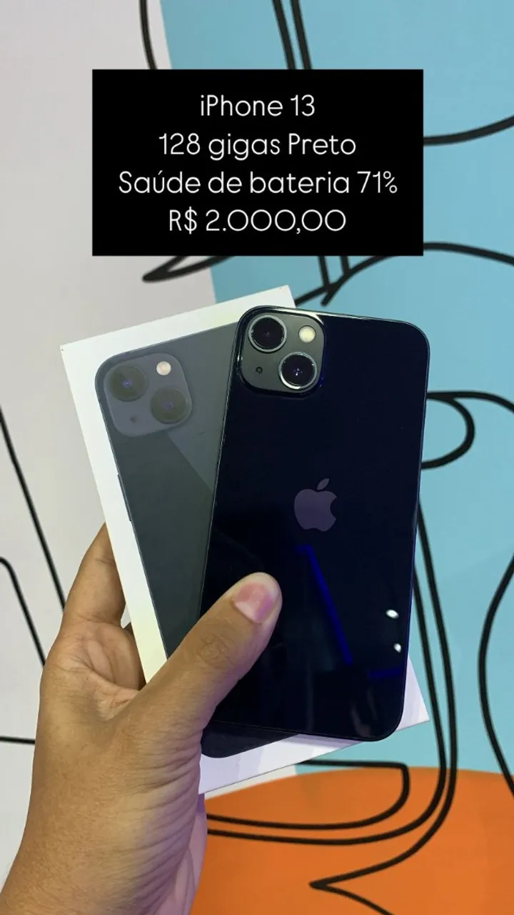 iPhone 13 128GB Branco Saúde de bateria 84% R$ 2.799,00 Semi Novo