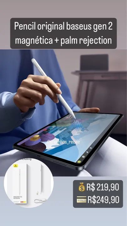 Pencil baseus gen 2 para ipad 7/8/9/10/11 air 3/4/5 mini 4/5/6