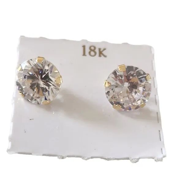 brinco ponto de luz 5mm ouro 18k amarelo e zircônia branca - Foto 3