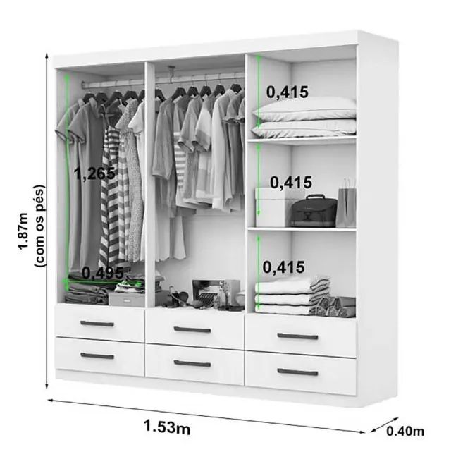 Guarda Roupa Dallas, 1,53cm Pronta Entrega. - Foto 3