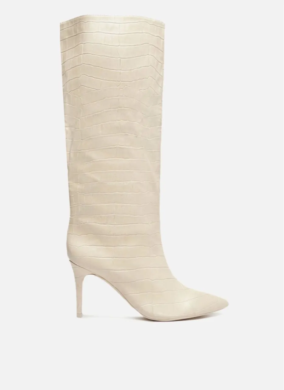 Bota Cano Longo Croco Off White na Caixa