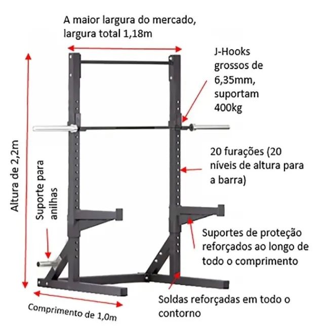 Rack de agachamento / Supino e Barras maciças de 180cm e 150cm64314891802114120