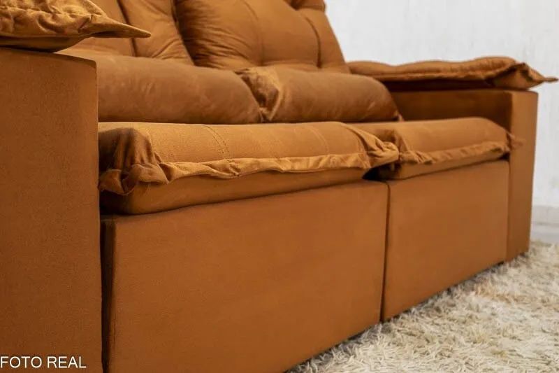 Sofá Retrátil Reclinável 2 Lugares 2 Metros Veludo Terracota  - Foto 3
