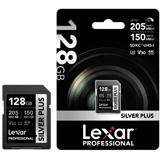 CARTAO DE MEMORIA SD 128GB LEXAR PROFESSIONAL SILVER PLUS 205MB/S - LOJA DADO DIGITAL