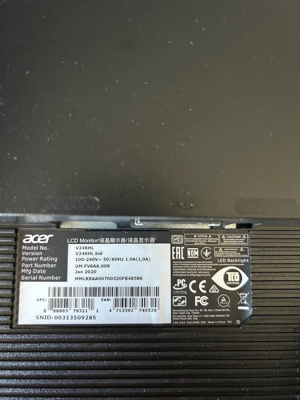 Monitor Acer 24 polegadas419359906438195201