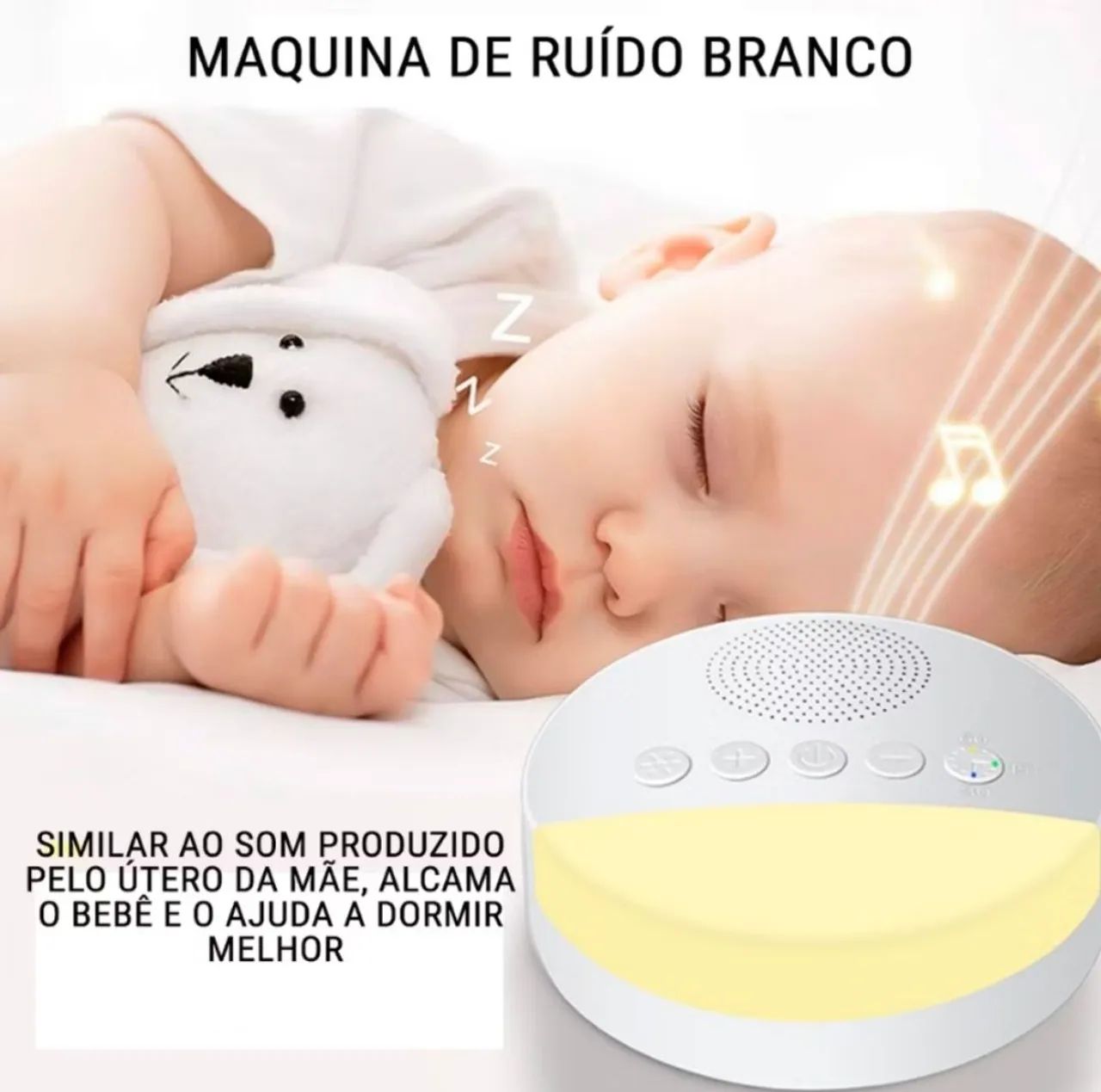 APARELHO DE RUIDO BRANCO CALMANTE - LED AJUSTÁVEL 