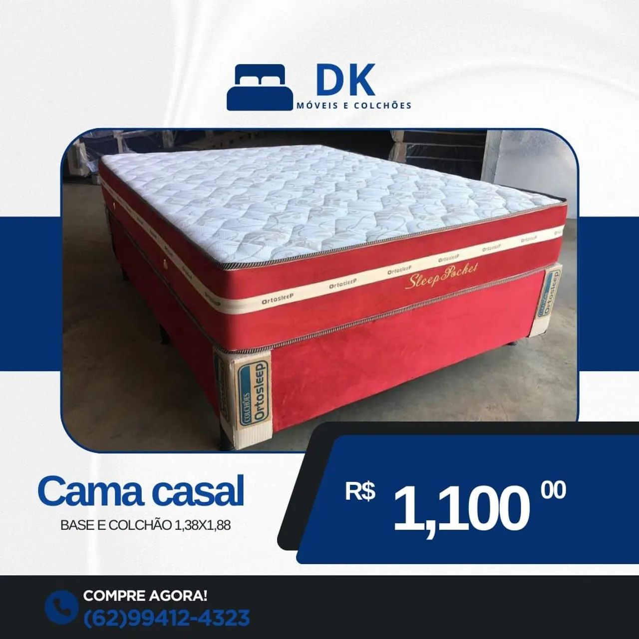 Cama Casal Base e Colchão Ortosleep