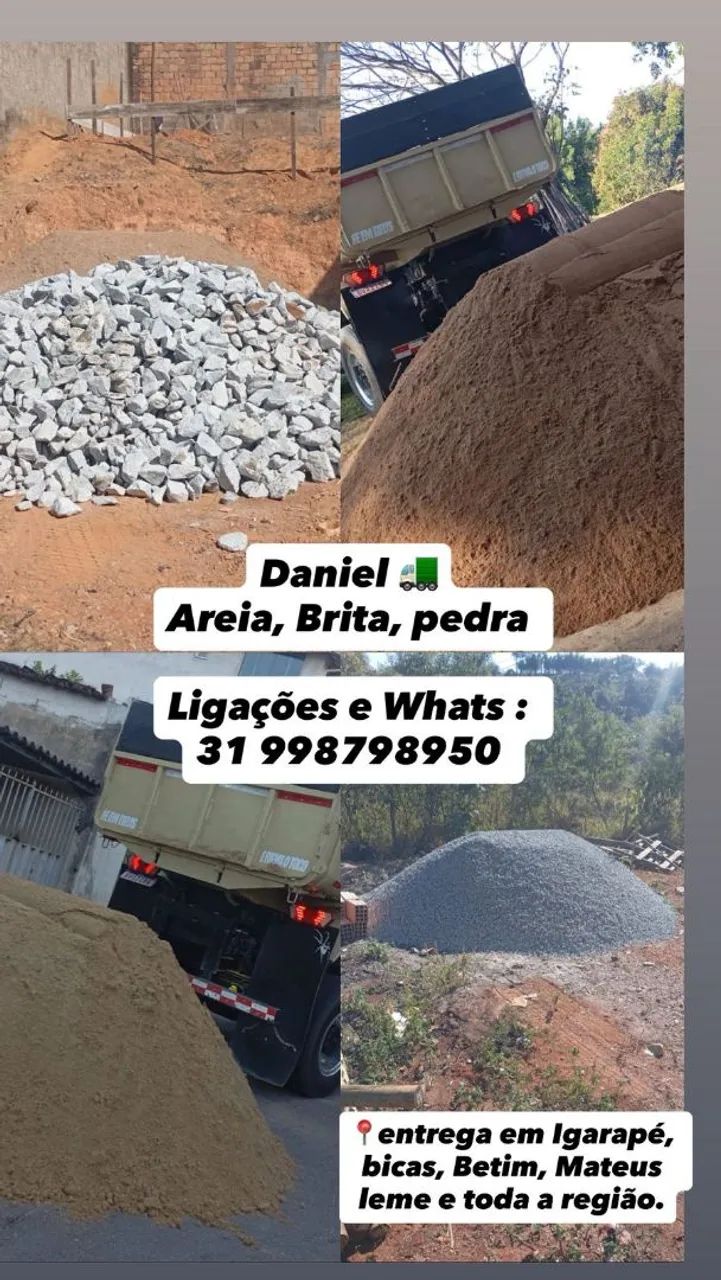 Areia,brita e predra.   ENTREGA IMEDIATA. 