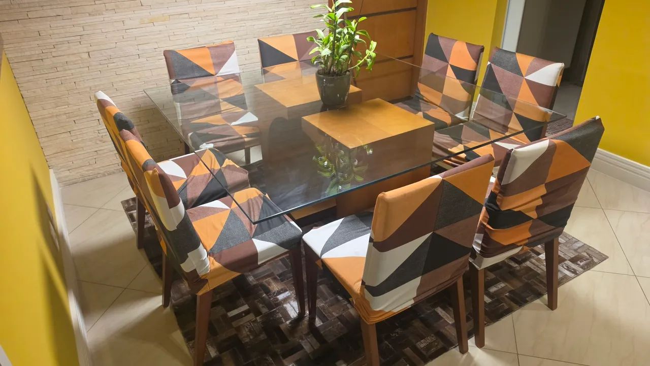 Mesa de vidro com 8 cadeiras 1.40 x 1.40  - Foto 4