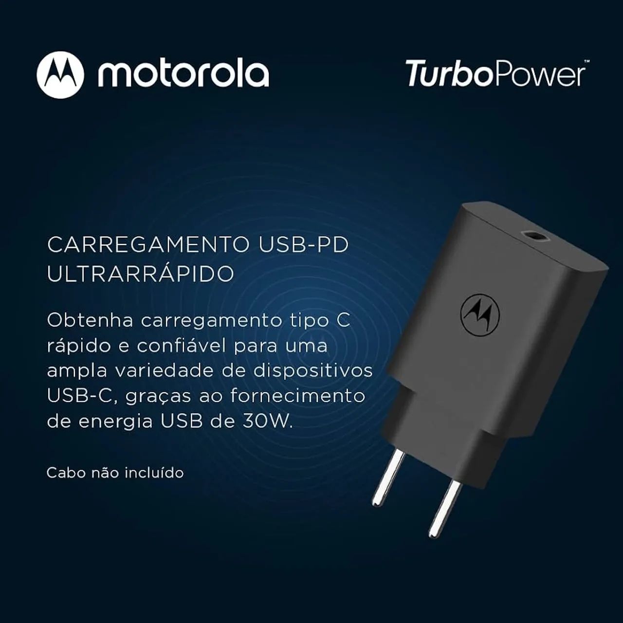 Carregador Motorola TurboPower 30W USB-C Original MC-307 Lacrado Novo - Foto 4