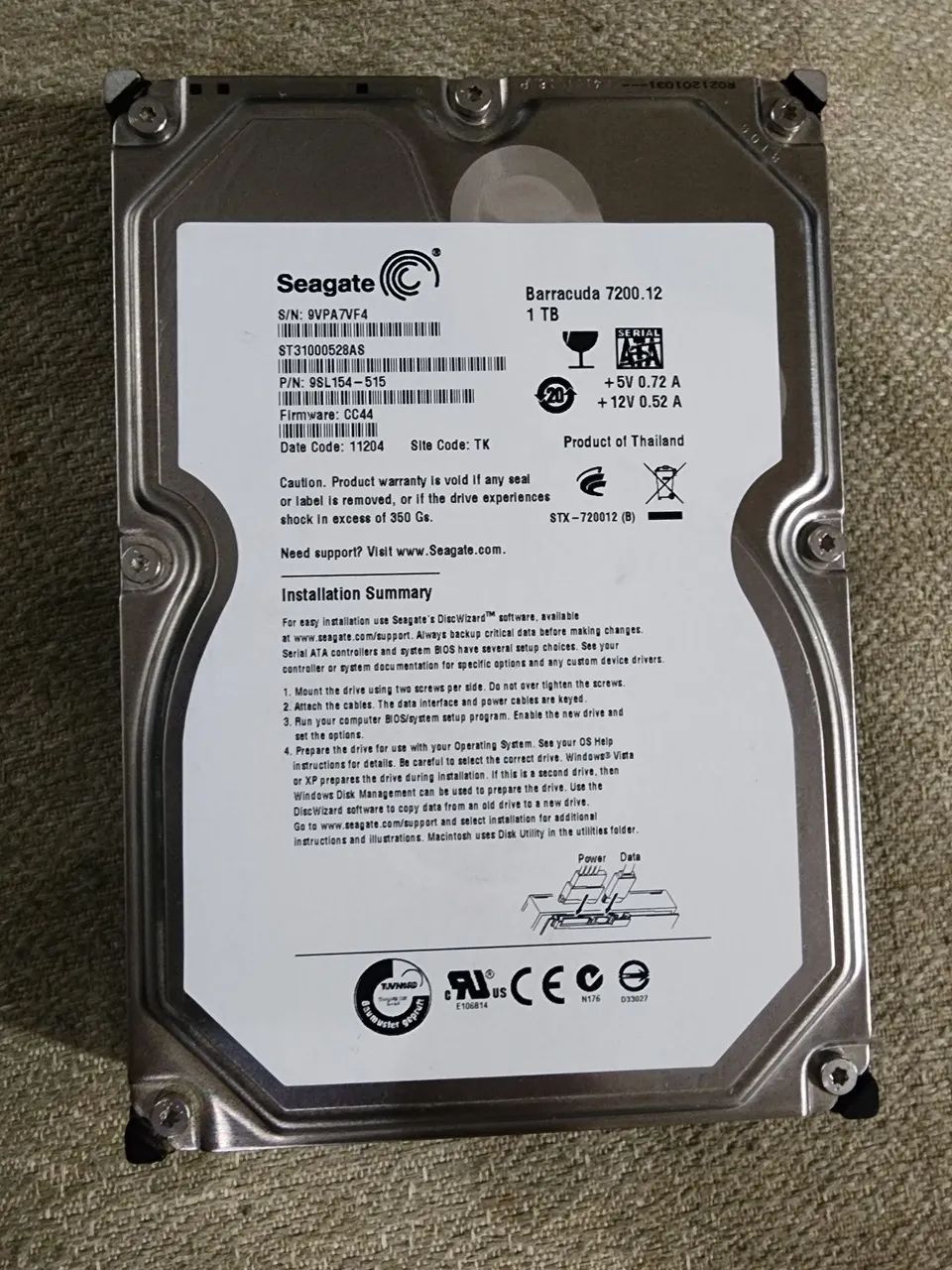 Seagate Barracuda 7200 HDD 3.5" 1TB (1000GB)