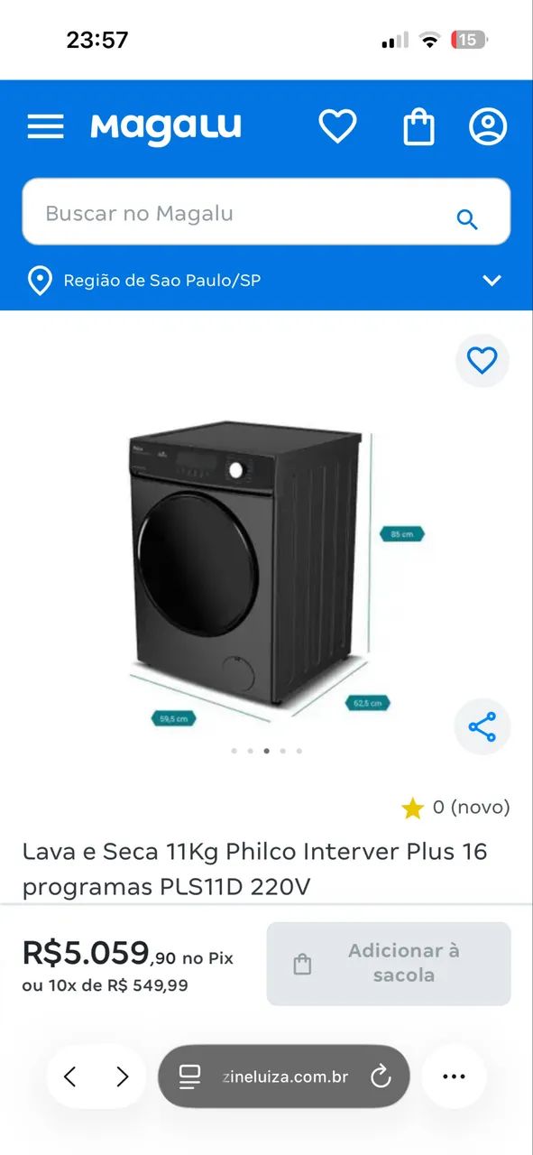 Lava e Seca Philco Eco Inverter PLS11B 10kg/7kg (necessita troca da placa inverter) - Foto 2