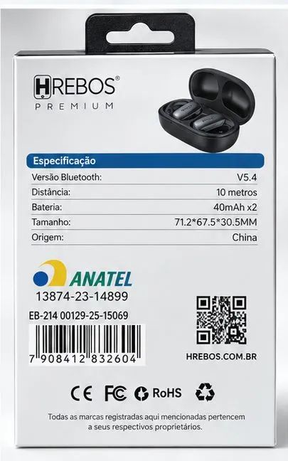 Fone Bluetooth Hrebos AuraClip EB-214 Open Ear 5.4 com Microfone - Foto 4