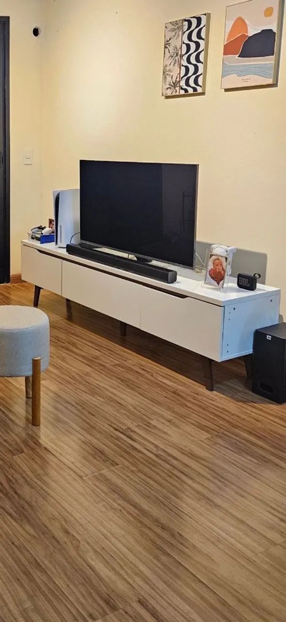 Rack para TV até 75 Polegadas Madesa Reims 2 Portas 1 Gaveta - Branco
