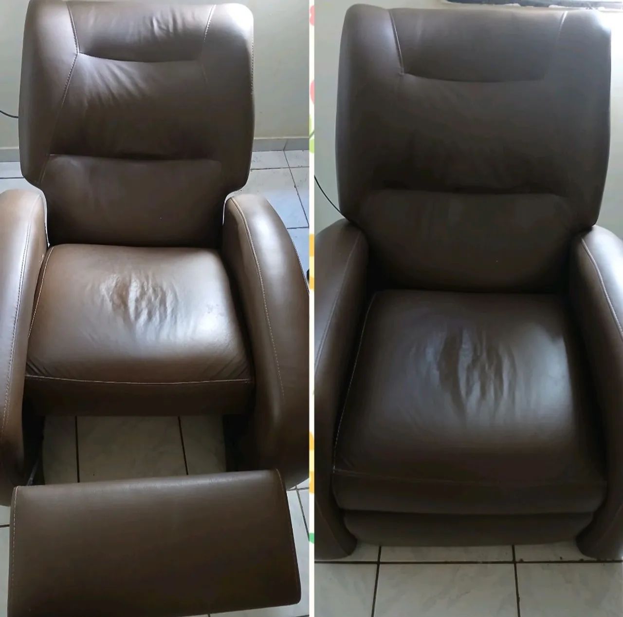 Poltrona do pai e da mãe em corino marrom 