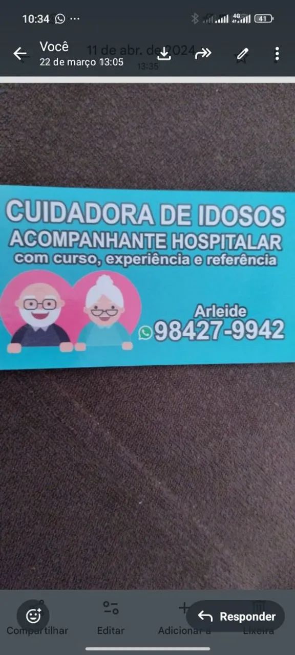 Acompanhante hospitalar e cuidadora 