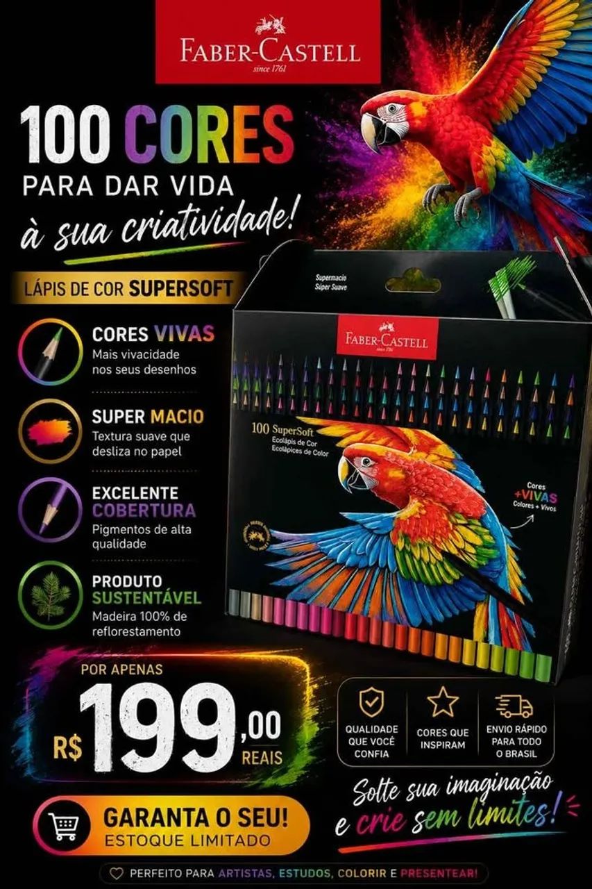 Lápis De Cor 100 Cores - Supersoft Faber Castell