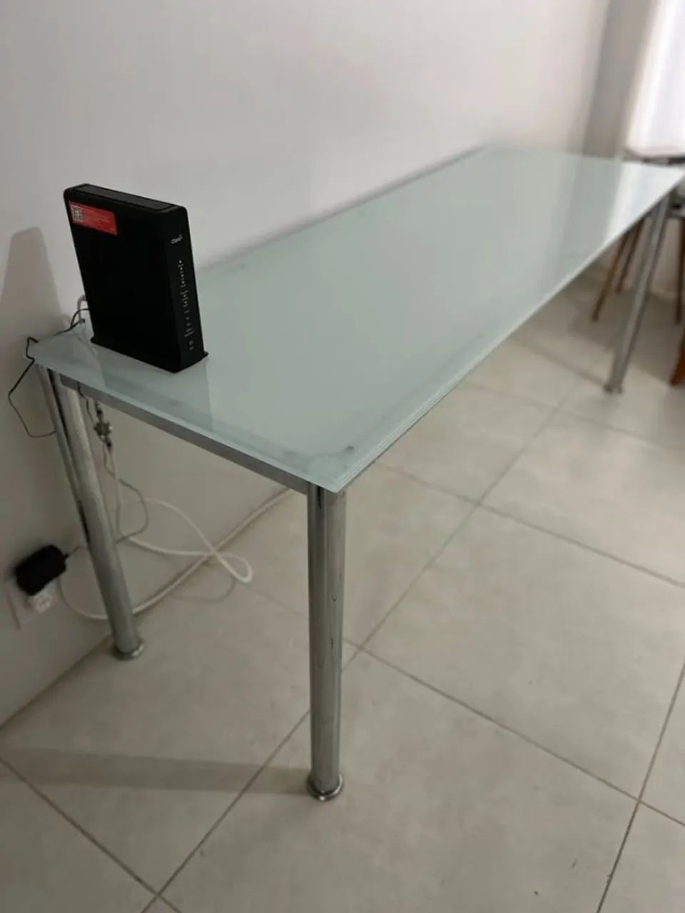 Mesa Tok&Stok de Vidro Temperado e Inox (180cm x 60cm) - Foto 5