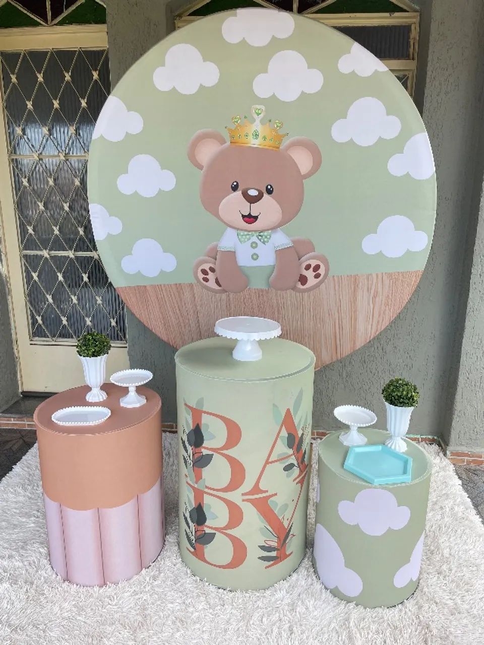 Pegue e Monte chá de fralda urso