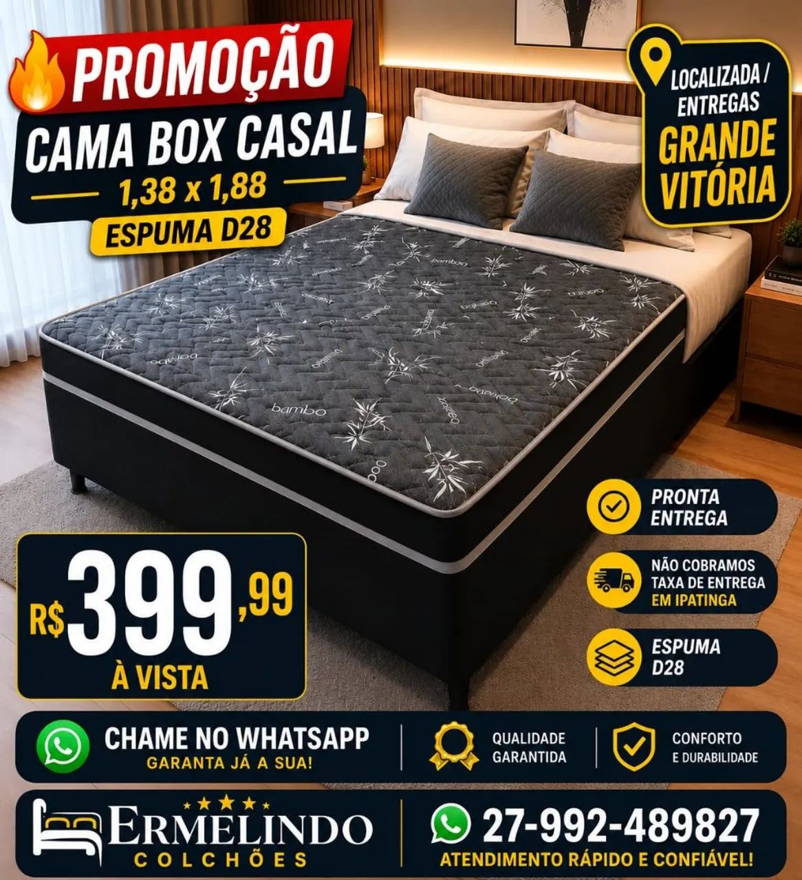 Cama box casal acoplada frete gratis