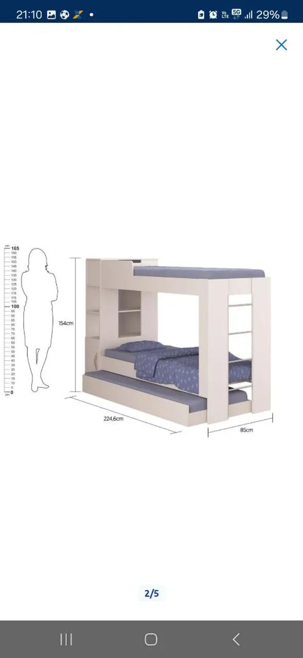 BELICHE com cama auxiliar NOVA - Foto 3