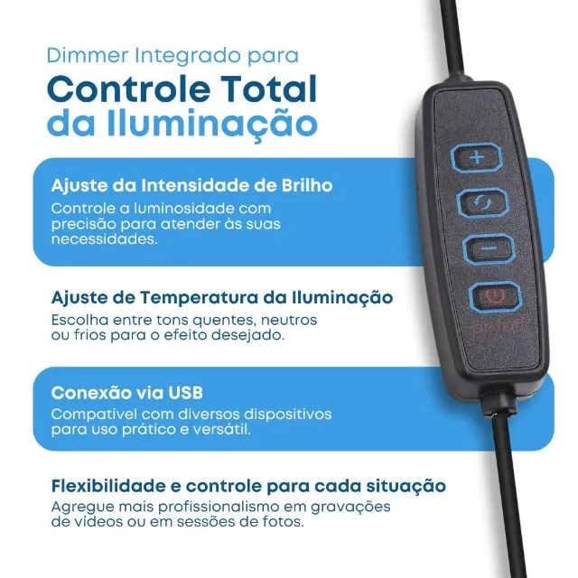 Ring Light Iluminador de LED 8 Polegadas com Tripé de Mesa - Foto 3