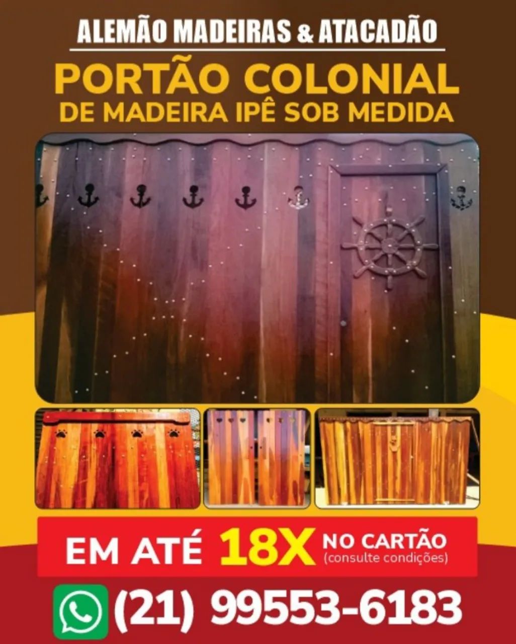 PORTÃO DE MADEIRA IPÊ EM ATÉ 18X  - Foto 3