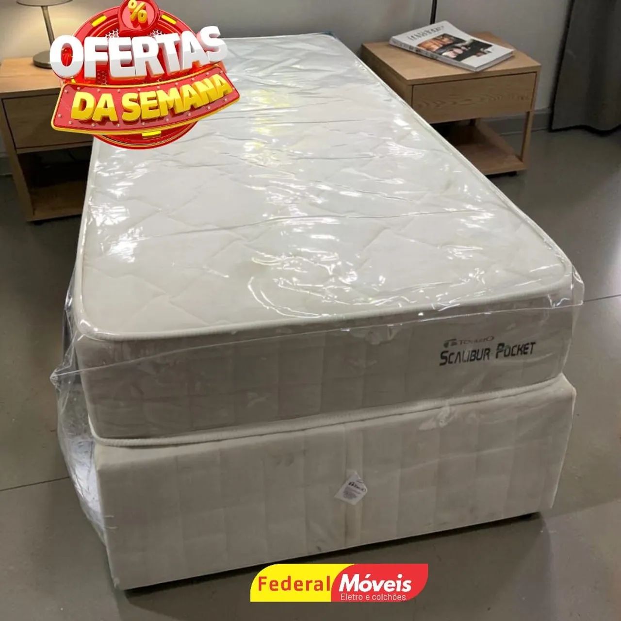 Cama Box Solteiro Colchão com Molas + Base Padrão - Temos loja Física 