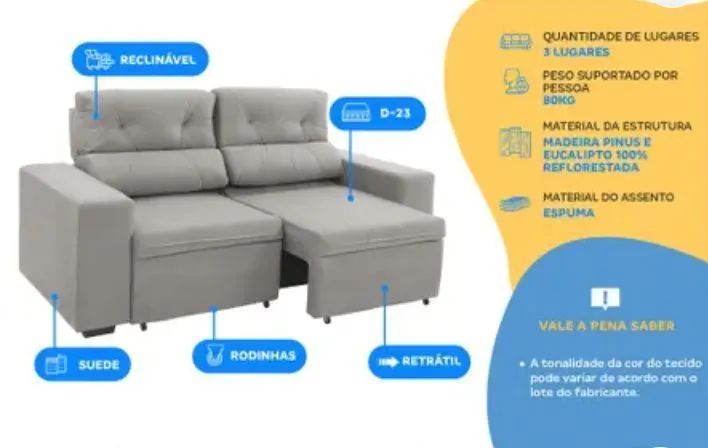 Sofá reclinável cinza ( novíssimo ) - Foto 5
