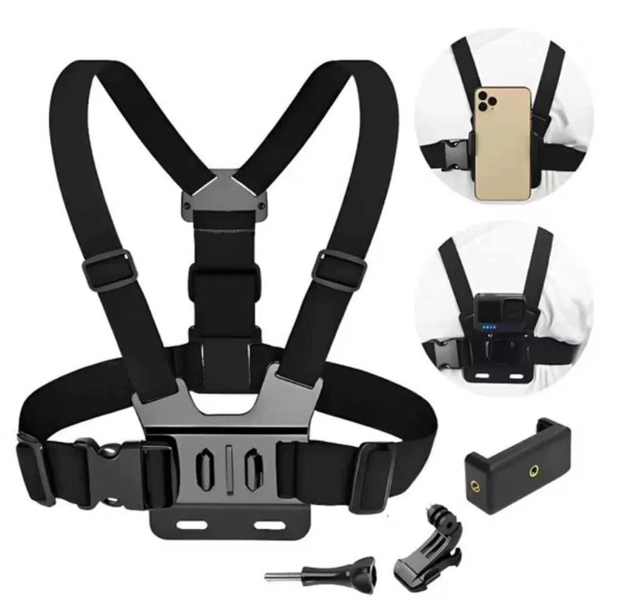 SUPORTE DE PEITO AJUSTÁVEL PARA CELULAR E CÂMERA - Foto 2
