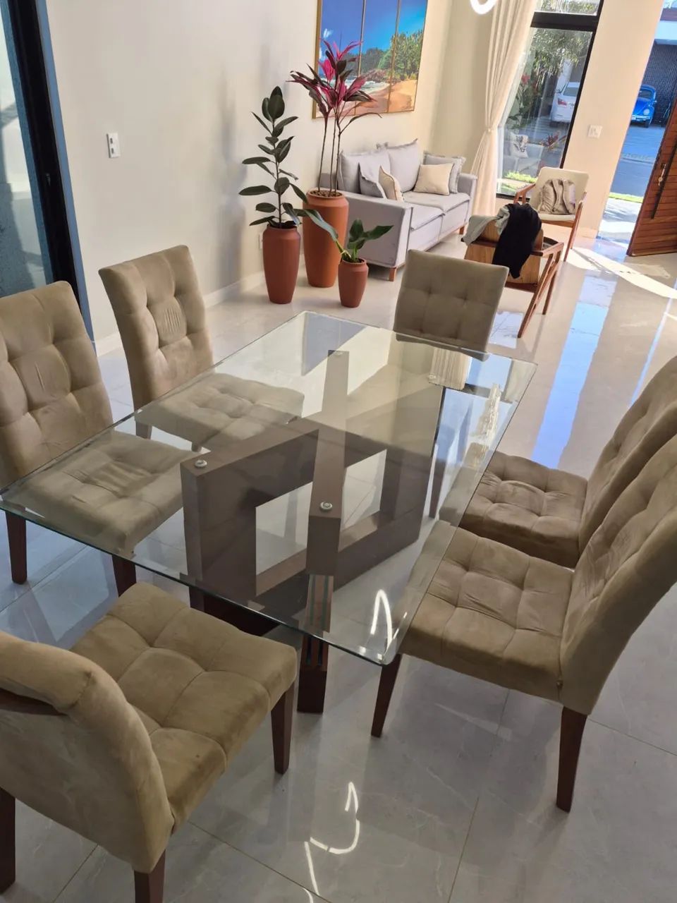 Conjunto de mesa de vidro com cadeiras  - Foto 2
