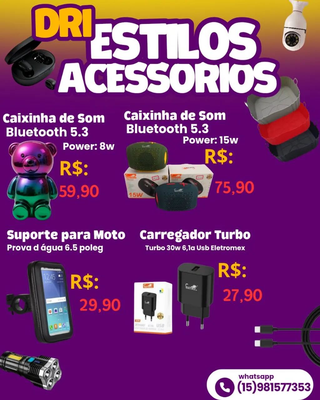 Fone bluetooth 5.3 bateria com até 6h de duração  - Foto 3