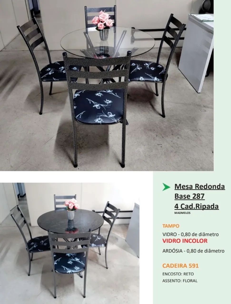 Mesa redonda com 4 cadeiras - Promoção 