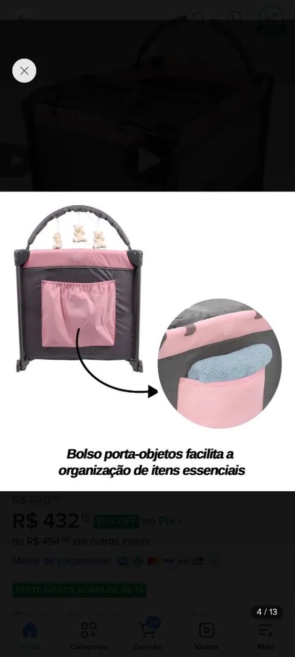 Berço chiqueirinho portátil 