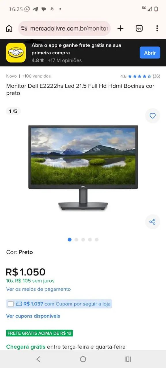 Vendo monitor Dell 22" Polegadas modelo E2222HSF - Foto 5