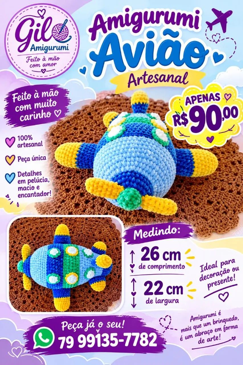Avião amigurumi