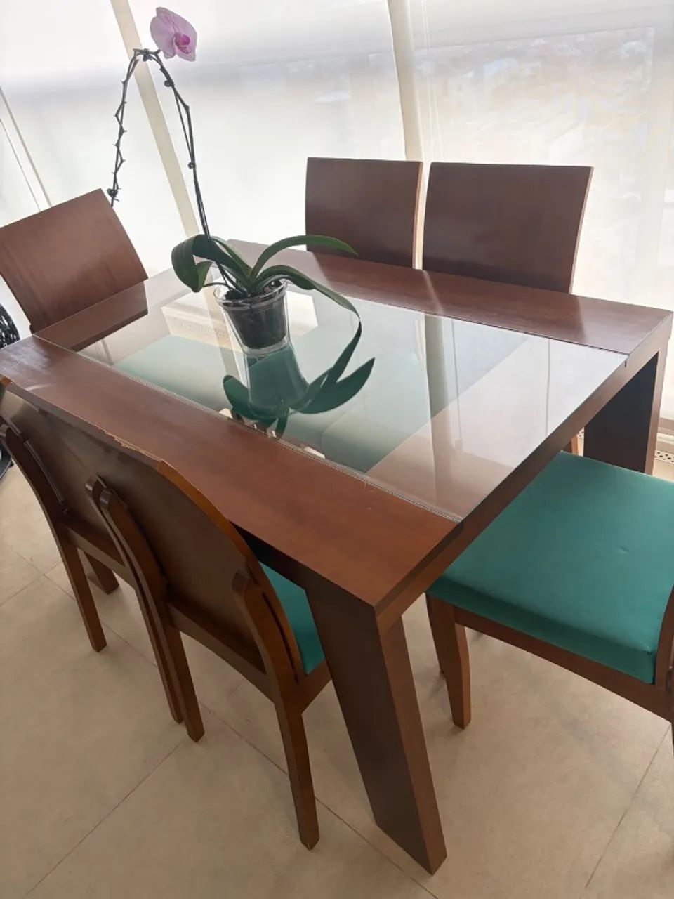 Mesa de Jantar com 6 cadeiras 1,40m/90cm