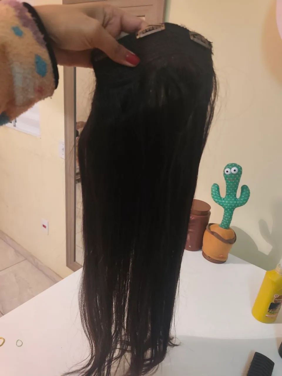 Cabelo humano liso no tic tac 180 g  cor castanho  - Foto 2