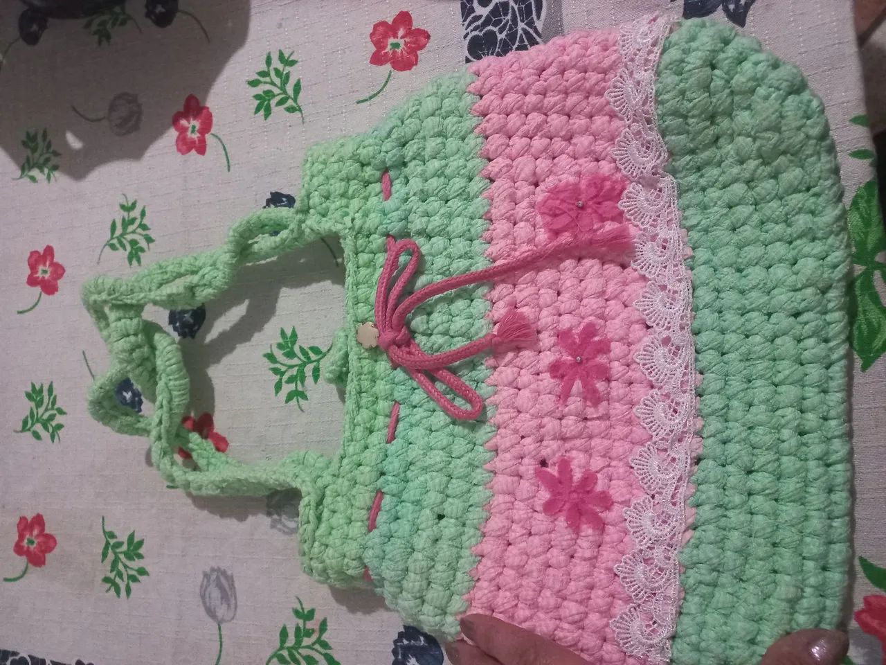Bolsa de crochê fio de malha  - Foto 2