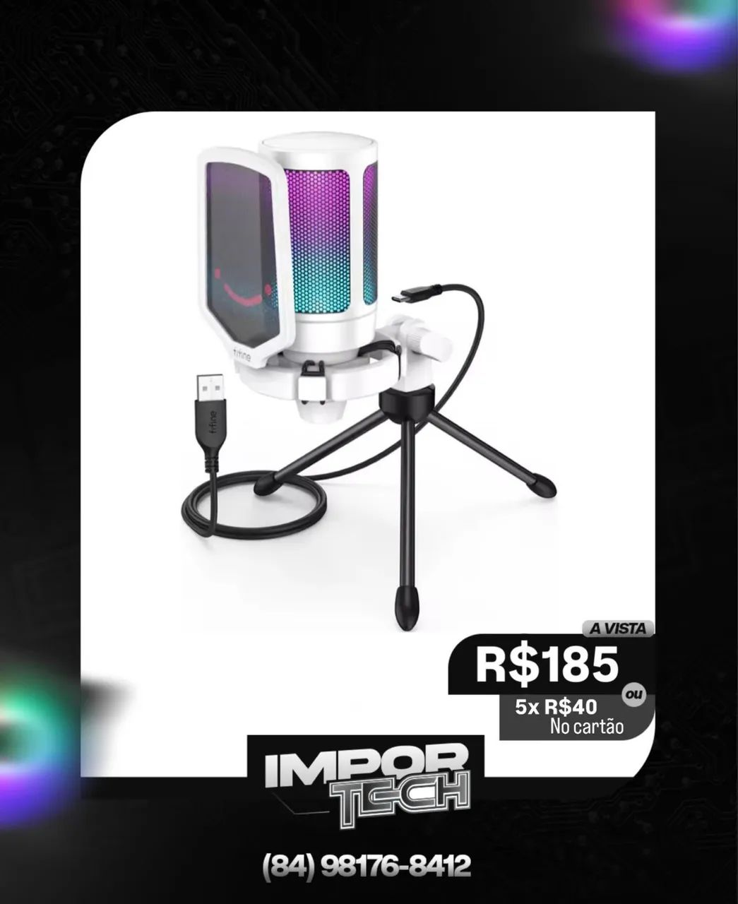 Microfone Fifine A6V (Branco). @importech_084