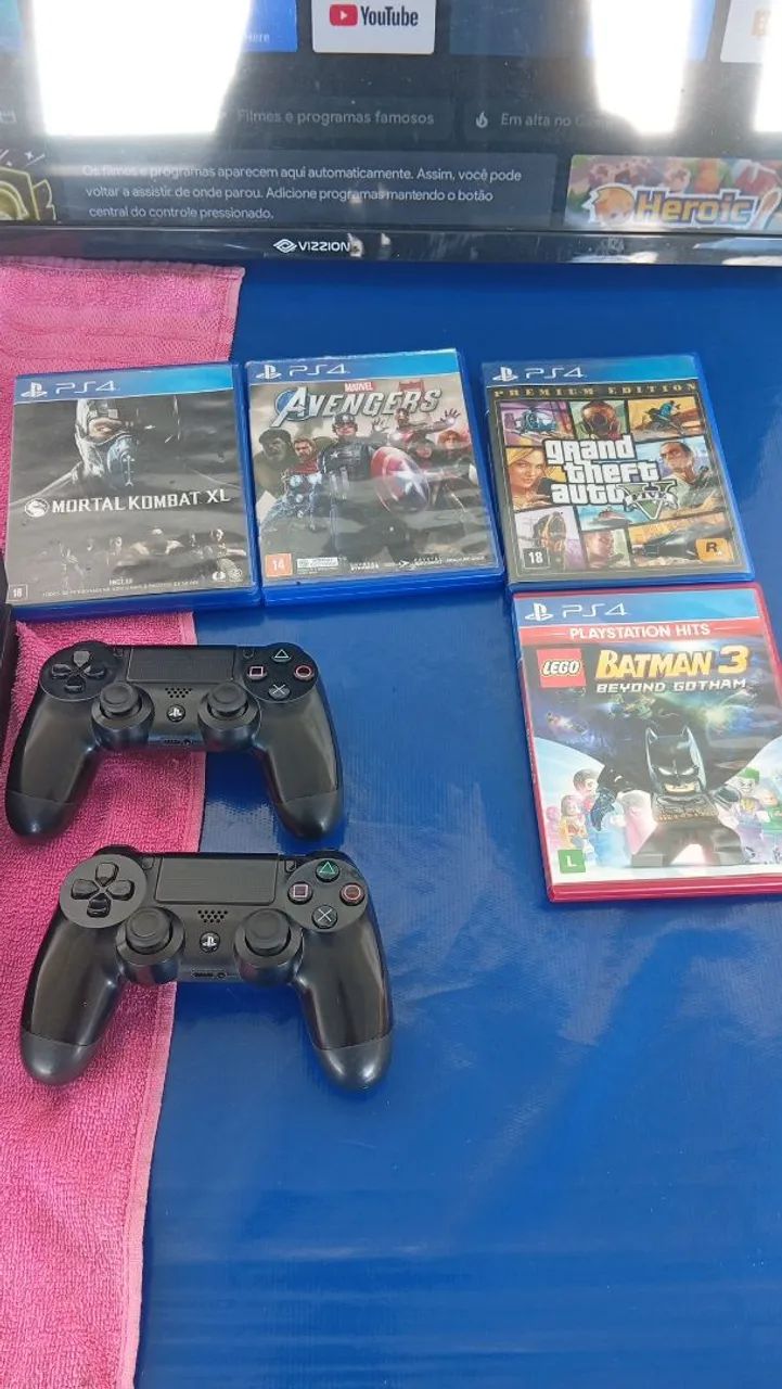 Playstation 4 fat com 9 jogos e dois controles  - Foto 2