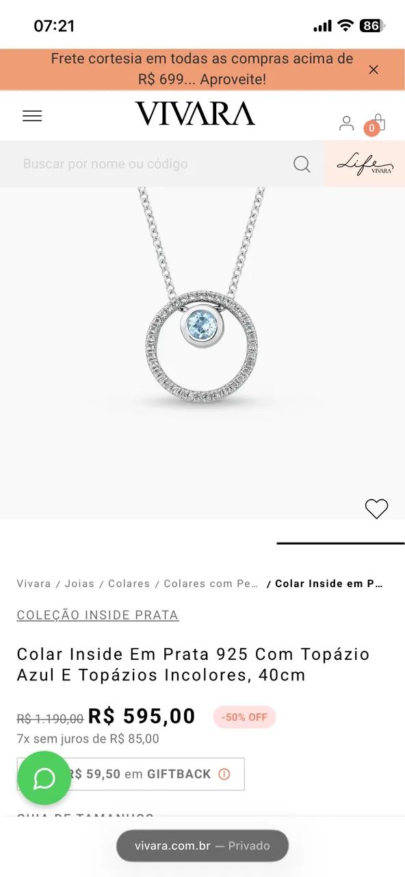 Conjunto Vivara colar + brinco - Foto 2
