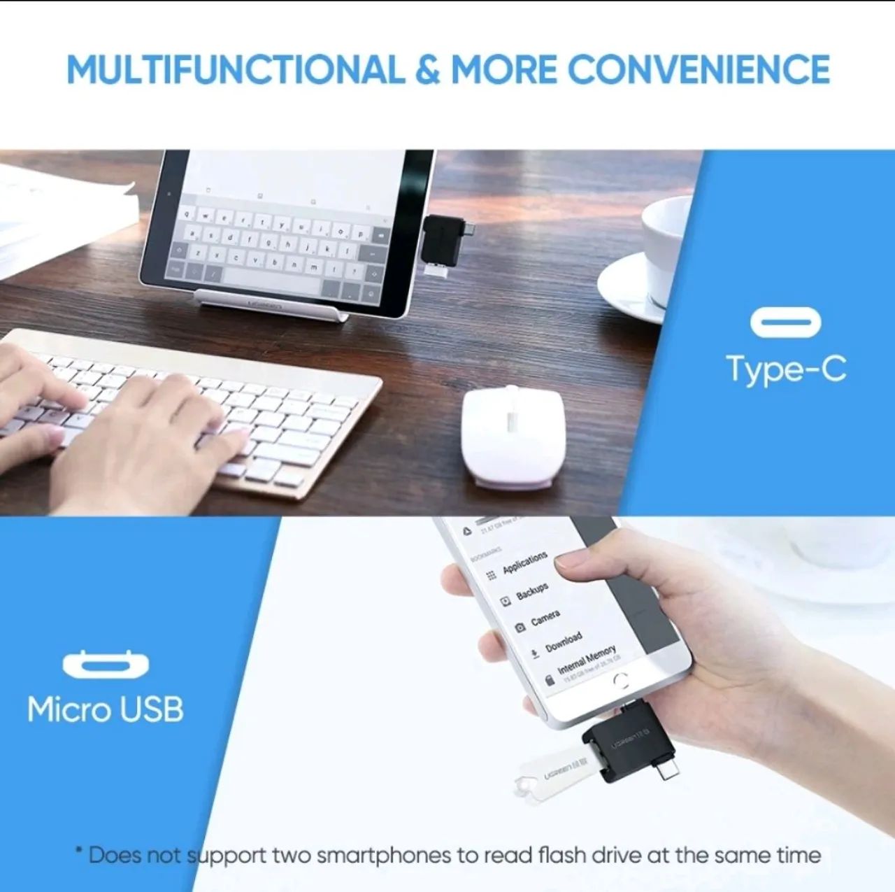 ADAPTADOR OTG UGREEN - TIPO C E MICRO USB  - Foto 3