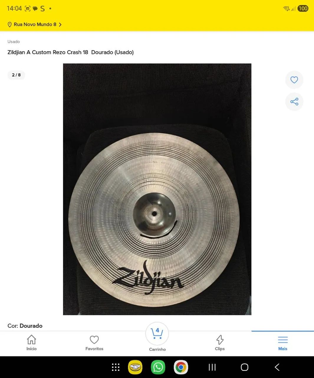 Prato Zildjian A Custom Rezo Crash 18 Polegadas - Foto 2