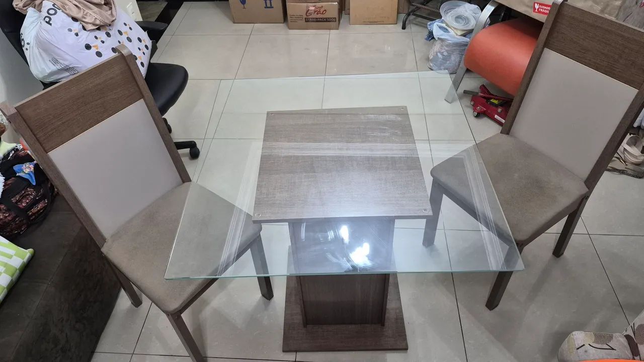 Mesa tampo de vidro 1x1 - Foto 2