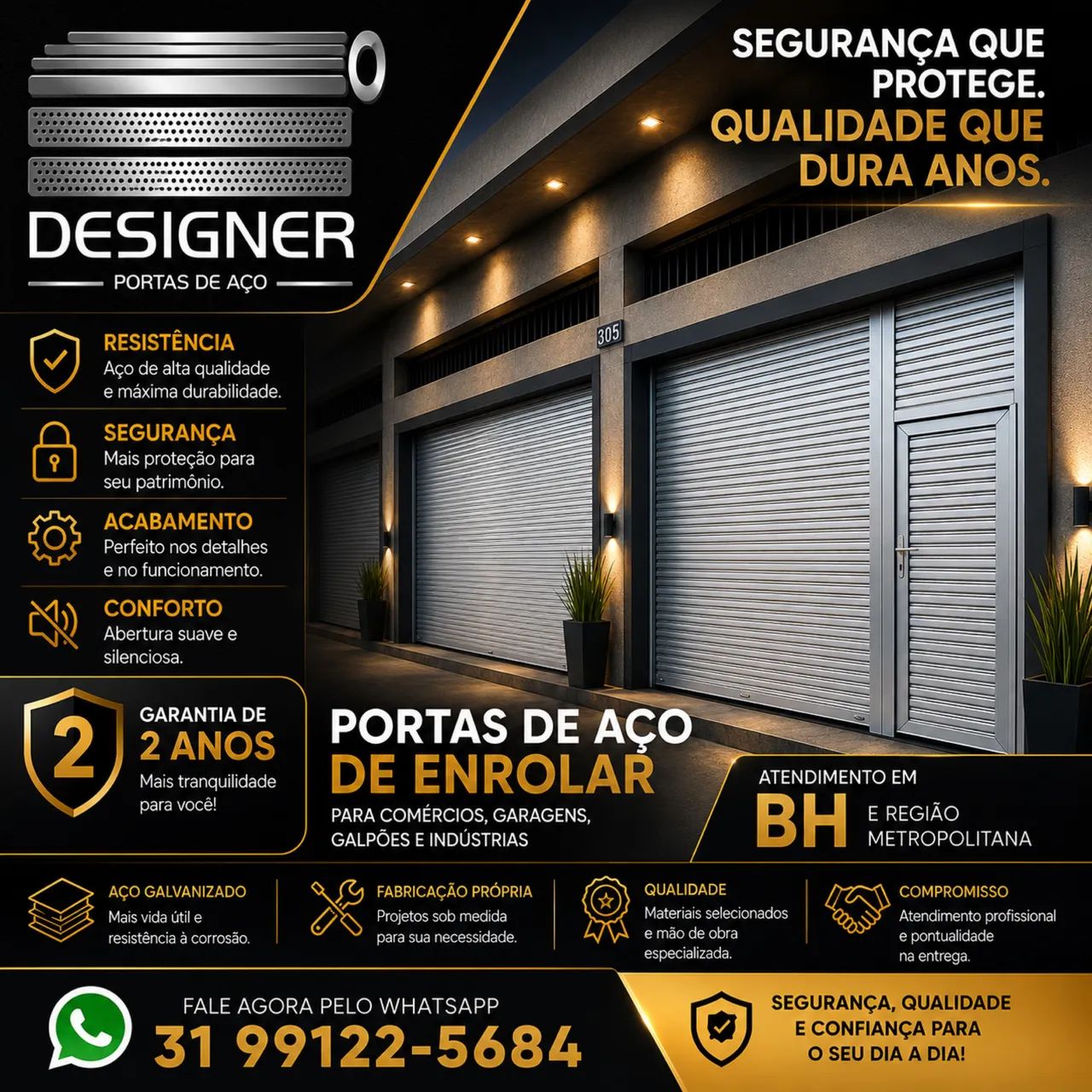 Portas de aço de enrolar Automáticas. - Foto 2